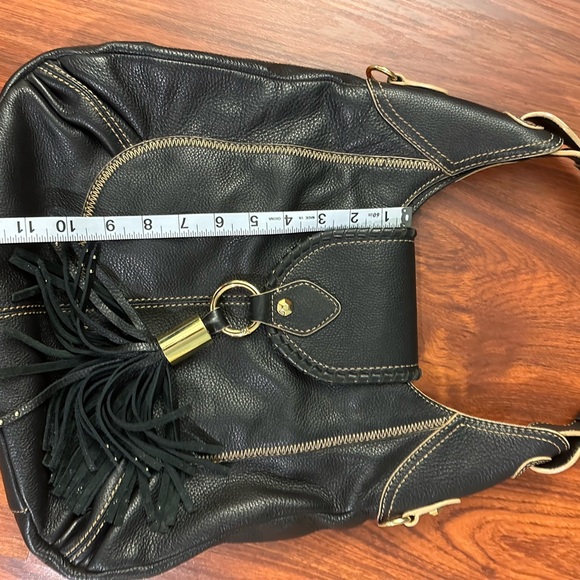 Oryany Black Leather Women's Hobo Shoulder Bag with Tassel Boho Western - Picture 6 of 11